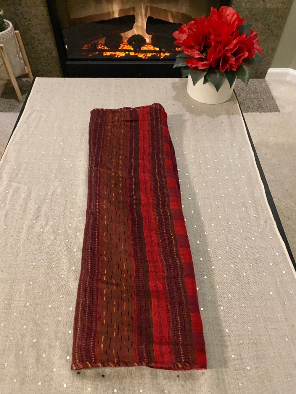 Women’s Lightweight Red/Purple/Orange Patterned Scarf
